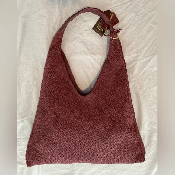 Genuine Suede Burgundy Woven Hobo Bag Fall 2025 - Picture 4 of 9